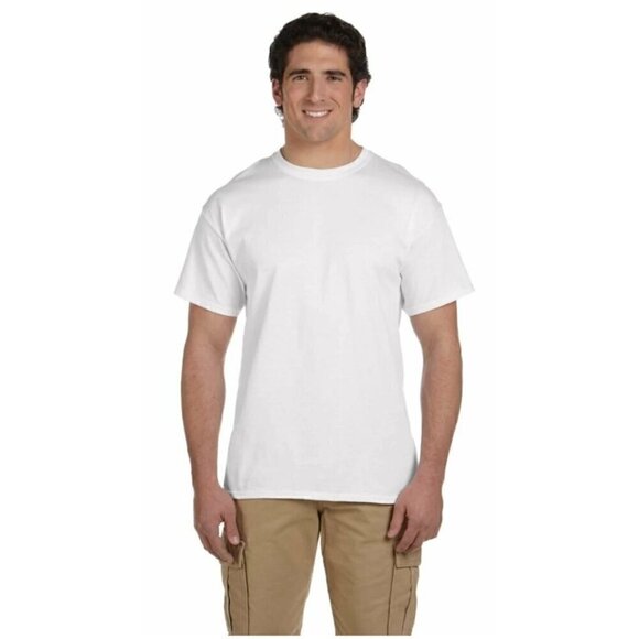 Fruit of the Loom HD Cotton Mens White Short Sleeve Crew Neck T-Shirt Large - Picture 1 of 9